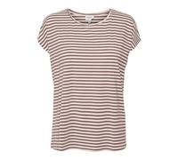 VERO MODA Vmava Plain SS Top Stripe Ga Jrs Noos-Camiseta de Manga Larga, Rosa/Rayas nostálgicas: Pristina, S para Mujer