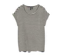 Vero Moda Camiseta para Mujer VMAVA Plain SS Top Stripe GA JRS Noos, Negro/Rayas: Pristine, Negro/Rayas: Pristine, XL