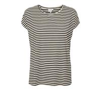 Vero Moda Camiseta para Mujer VMAVA Plain SS Top Stripe GA JRS Noos, Negro/Rayas: Pristine, XS, Negro/Rayas: Pristine, XS