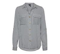 Vero Moda Camiseta para Mujer Vmbumpy L/S New Noos TLL Blusa, Blancanieves/Rayas: Tinta India, XS Alto