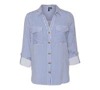VERO MODA Camiseta para Mujer Vmbumpy L/S New WVN Ga Noos Blusa, Beaucoup Blue/Stripes:Snow White, M