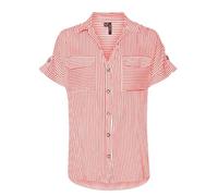 VERO MODA Camiseta para Mujer Vmbumpy S/S WVN Ga Noos Blusa, Dubarry/Stripes:Snow White, M