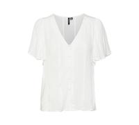 VERO MODA Camiseta para Mujer Vmkanva SS WVN Ga, Blanco Nieve., L