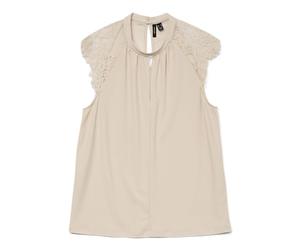 Vero Moda Camiseta para Mujer Vmmilla SL Lace tee Ga Noos, Piedra Pumice., L