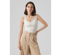 VERO MODA Camiseta sin mangas de tirantes anchos con encaje. Color Blanco