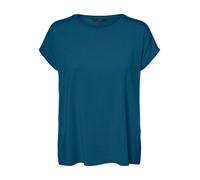 VERO MODA Vmava Plain SS Top Gajrs Noos, Camiseta Mujer, Azul Marroquí, M