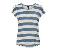 VERO MODA Vmwide Stripe S/L Top Ga Noos Camiseta, China Blue Snow White, Mujeres