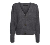 Vero Moda VMLEA LS Cuello en V Cuff Cardigan Noos, Asphalt/Detail:w. Phantom/Tornado, S