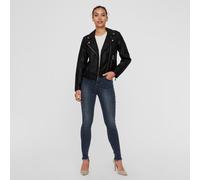 VERO MODA Cazadora corta con cremallera, de piel sintética. Color Negro