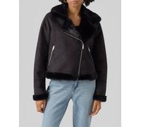 Vero Moda Cazadora de mujer de terciopelo con cremallera. Negro 34 (XS)