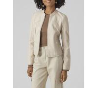 Vero Moda Cazadora polipiel de mujer con cuello perkin. Blanco hielo 34 (XS)