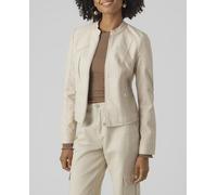 Vero Moda Cazadora polipiel de mujer con cuello perkin. Blanco hielo 34/XS