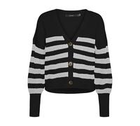 VERO MODA Chaqueta de punto con cuello de pico, a rayas. Color rayas negro