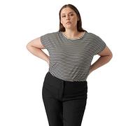 VERO MODA CURVE Vmaya Plain SS Top Stripe Ga Noos Curve Camiseta, Black/Stripes:Pristine, M para Mujer