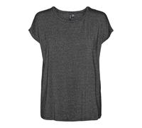 VERO MODA Damen Glänzendes T-Shirt Rundhals Kurzarm Basic Alltagslook T-Shirt, Color:Negro, Talla:L