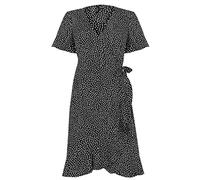 Vero Moda Henna Short Sleeve Wrap Frill Dress, Black/AOP: Tiny Dots, L
