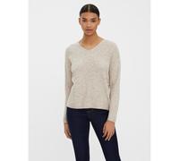 VERO MODA Jersey con cuello de pico de punto bobo. Color Crudo