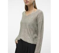 Vero Moda Jersey de mujer de punto fino con lentejuelas. Gris claro 36 (S)