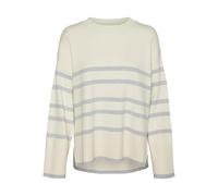 VERO MODA Jersey de Punto para Mujer VMSABA LS O-Neck Stripe Pullover GA Noos, Abedul/Rayas: lgm, M