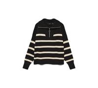 VERO MODA Jersey de Punto para Mujer VMSABA, Negro/Rayas: Abedul, S