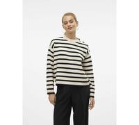 VERO MODA Jersey de rayas, detalles de botones. Color Negro/Blanco