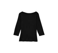 VERO MODA Camiseta elástica de Manga 3/4 para Mujer Cuello de Barco básico Top Ajustado de Manga Larga de Ajuste Regular VMPANDA, Color:Negro, Talla:M