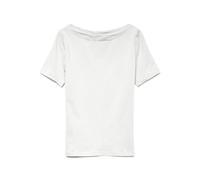 Camiseta cuello barco, manga corta Mujer Talla S. Color Blanco