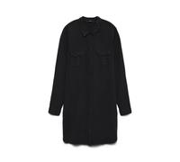 VERO MODA Vmsilla Ls Short Dress Blck Ga Noos, vestido Mujer, Negro (Black Black), 40 (Talla del fabricante: Medium)