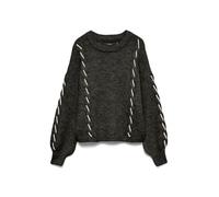 VERO MODA Neck Handstitch Pullover Vmilina LS-Sudadera con Cuello Redondo y Puntada a Mano, Turba, M para Mujer