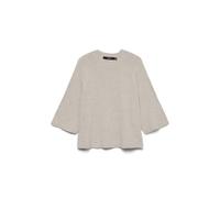 VERO MODA Neck Pullover Vmlefile Noos-Jersey de Cuello Redondo 3/4, Piedra Pumice, M para Mujer