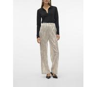 Vero Moda Pantalón de fiesta de mujer de lentejuelas. Blanco hielo 38/M