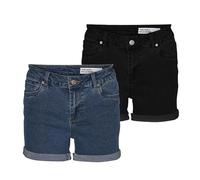 VERO MODA Pantalones Cortos Vmluna Mr Fold Mix Ga Noos, Pack de 2 (Medium Blue Denim/Negro), S