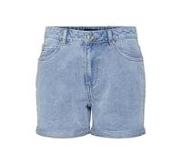 Vero Moda Vmzuri HR-Pantalones Cortos Sueltos Mix Noos, Azul Claro (Light Blue Denim), L para Mujer