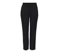 VERO MODA Pantalones de Lino Informales para Mujer Sueltos Pantalones Tobilleros Casuales, Color:Negro, Talla:L