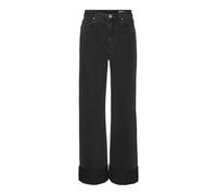 VERO MODA Pantalones Vaqueros VMKATHY SHR Wide Fold UP GU1215, Negro, 26W x 32L