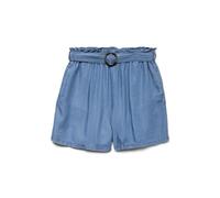 VERO MODA Shorts Vmfleur HW Paperbag Belt Pantalones Cortos Ga, Medio De Mezclilla Azul, L para Mujer