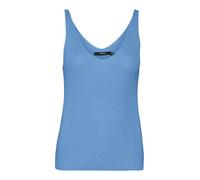 VERO MODA Top de Punto Acanalado sin Mangas con Escote en V de un Solo Color para Mujer VMNEWLEX., Color:Azul, Talla:S