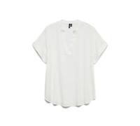 VERO MODA Top Informal de Mujer Cuello Abierto Mangas Vueltas Blusa Corta, Color:Blanco, Talla:M