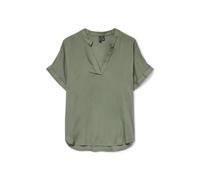 VERO MODA Women Top Casual Splitneck Turned-up Cuffs Blouse Short Sleeve, Color:Verde-2, Talla:S