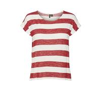 Vero Moda Top sin Mangas de Rayas Anchas, Goji Berry/Stripes:Snow White, XL