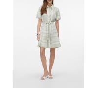 VERO MODA Vmdicthe Wvn Ga-Vestido Corto de Volumen 2/4 Keid, Silver Lining/AOP:Ibiza Snow White, S para Mujer