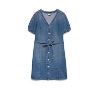 VERO MODA Neck Short Denim Dress Vmjanet SS Noos-Pantalones Cortos de Cuello en V, Medio De Mezclilla Azul, XL Mujeres