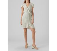 Vero Moda Vestido cruzado con volantes. Verde anticuario 38 (M)