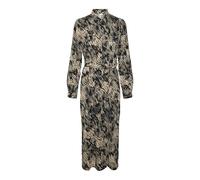 VERO MODA Vestido midi estampado para anudar. Color Negro/Beige