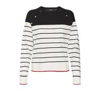 VERO MODA Vmalma LS O-Neck Raglan Pullover Boo Suéter pulóver, Blancanieves/Rayas: Negro W. Fiery Red Contrast, XS para Mujer