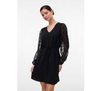 Vero Moda VMALVA DETAIL LS V-NECK SHORT DRESS WVN XS Negro