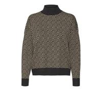 VERO MODA Vmaria Art Batwing-Jersey de Cuello Alto Punto, Negro/Detalles: con Estampado gráfico de visón Plateado, L para Mujer