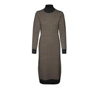 VERO MODA Vmaria Art LS High-Neck Calf Dress Ga Vestido, Negro/Detalles: con Estampado gráfico de visón Plateado, S para Mujer