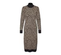 VERO MODA Vmaria Art LS-Vestido de Pantorrilla de Cuello Alto, Negro/Detalle: con Estampado de visón Plateado y Leo, S para Mujer
