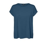 VERO MODA Vmava Plain SS Top Gajrs Noos, Camiseta Mujer, Azul Marroquí, S